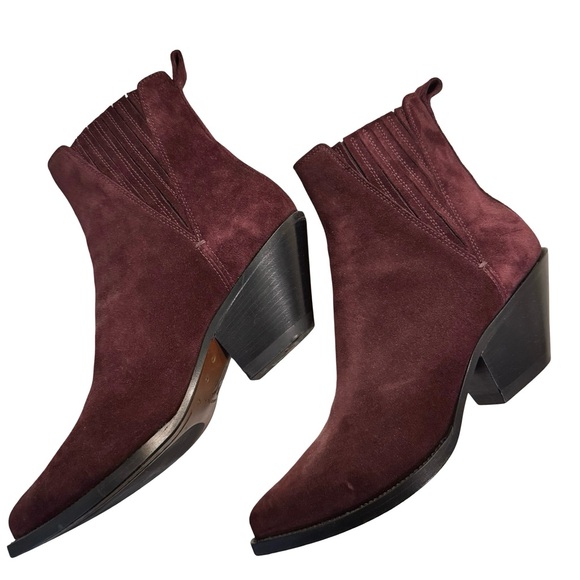 Frye Suede Burgundy Ankle Boots - Picture 4 of 8